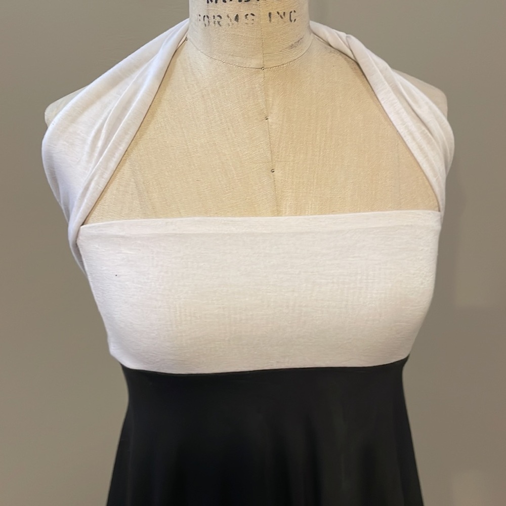 Kaniza strapless little black and white dress with sash - Picture 2 of 7